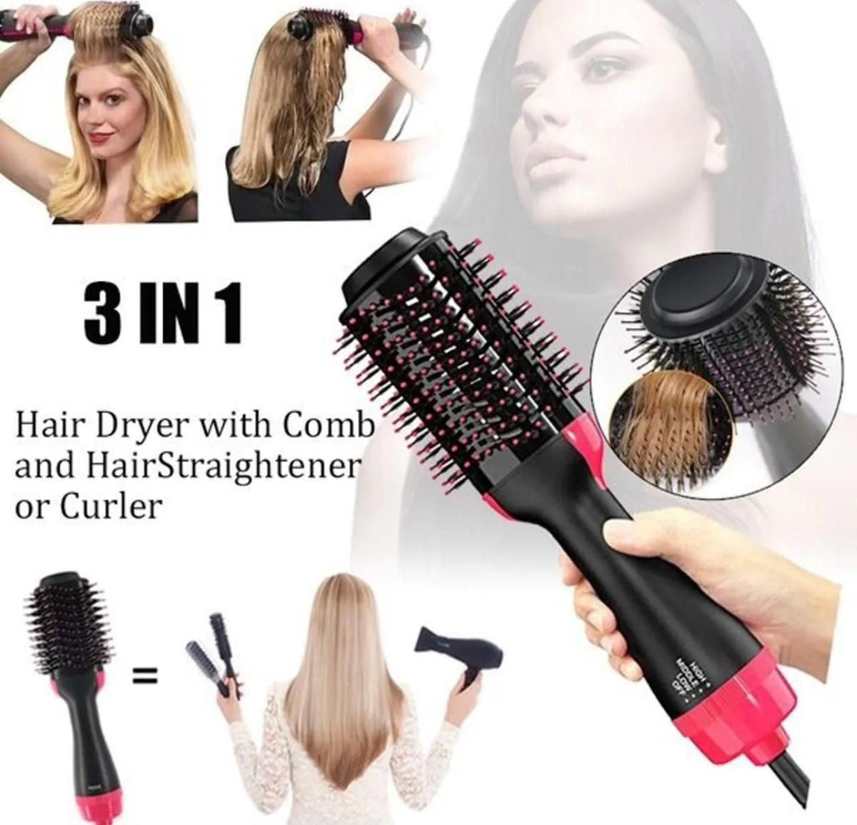 One Step Brush 3 in 1 Hair Brush - Hair Styling Tool | BNH Traders Pakistan