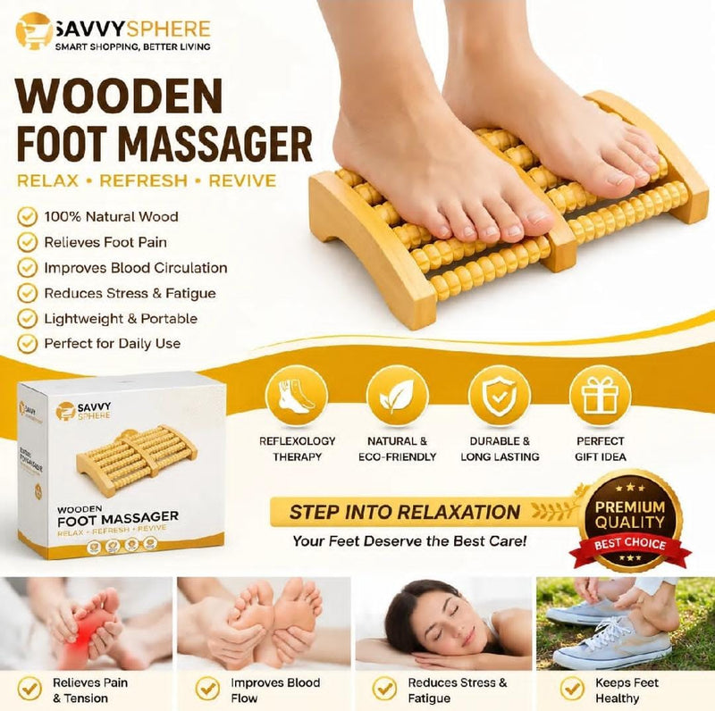 Wooden Foot Massager Roller, Stress Relief Wooden 6 Roller - Massager And Pain Relief Product | BNH Traders Pakistan