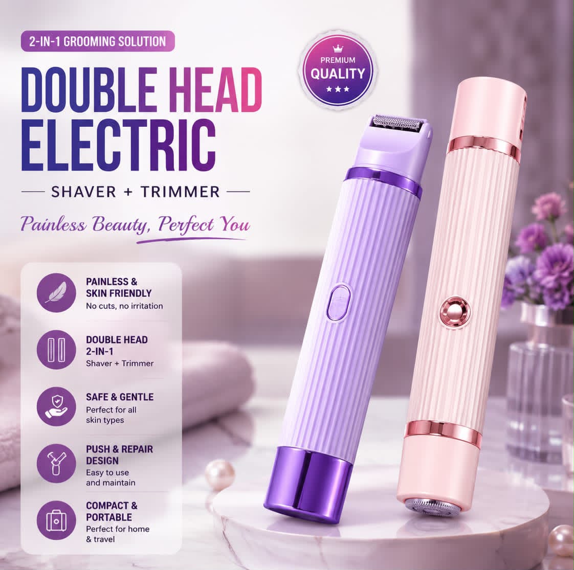 2 in 1 Dual Head Shaver Women, Electric Bikini Trimmer - Trimmer And Hair Remover | BNH Traders Pakistan
