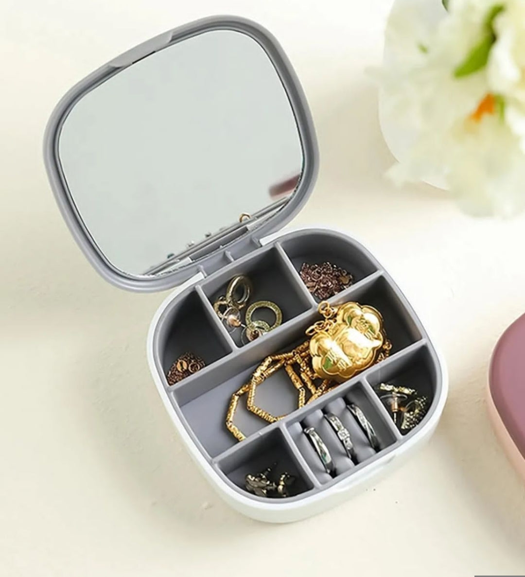 Mini Jewelry Box Ring Organizer - Makeup And Jewellery Organizer | BNH Traders Pakistan