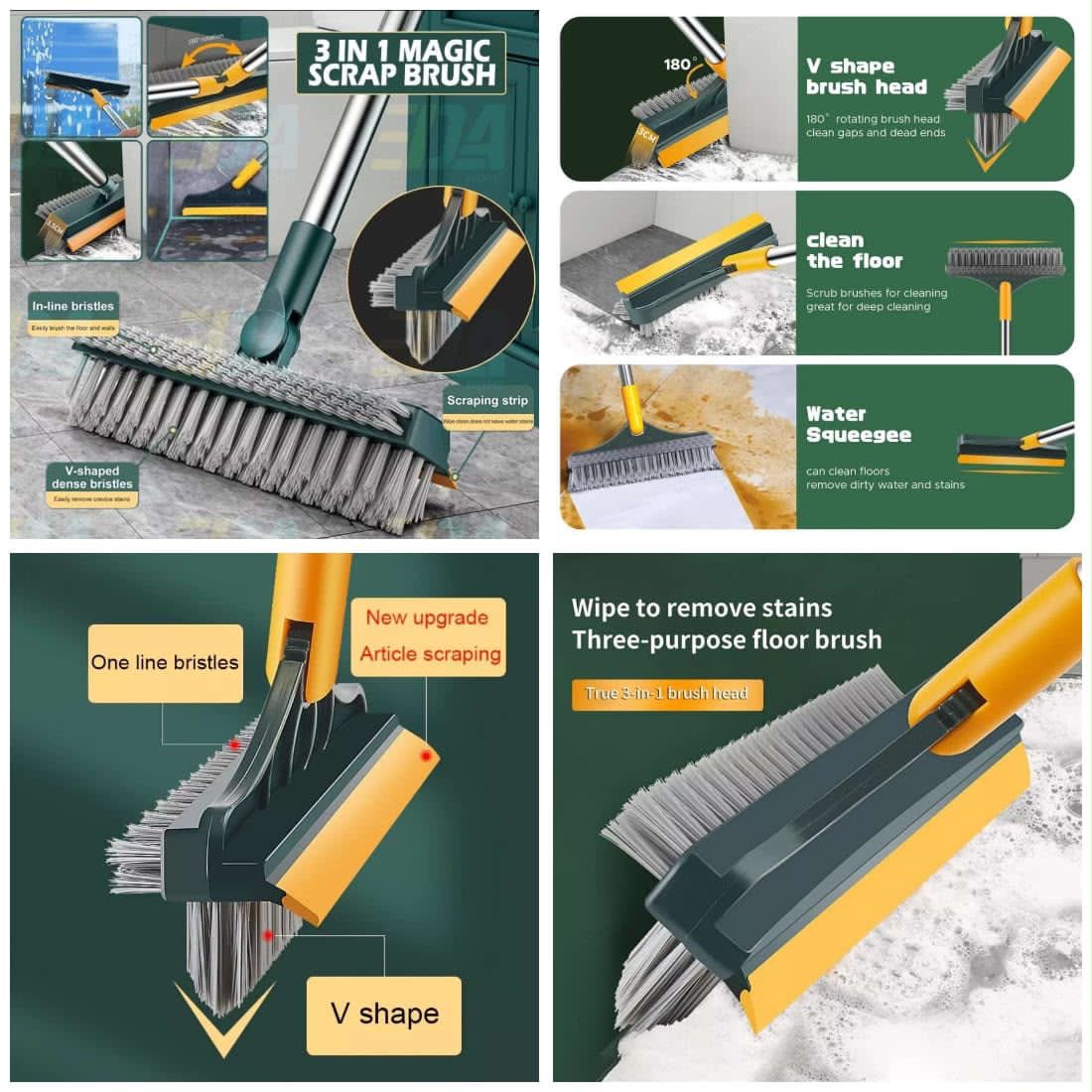 Wiper Brush 3 -In-1 Cleaning Scrub Brush - Mop And Floor Cleaning Tool | BNH Traders Pakistan