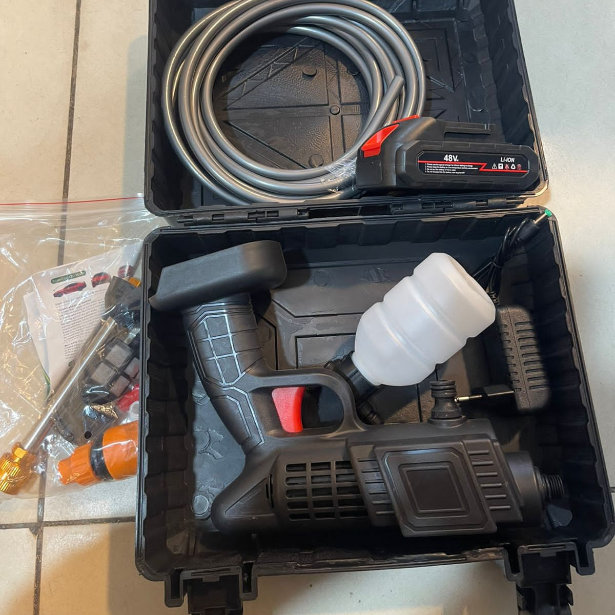 48V Rechargeable Pressure Washer Gun - Hose, Nozzle And Tap Accessory | BNH Traders Pakistan